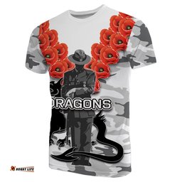 custom personalised st. george illawarra dragons t shirt anzac day army patterns white