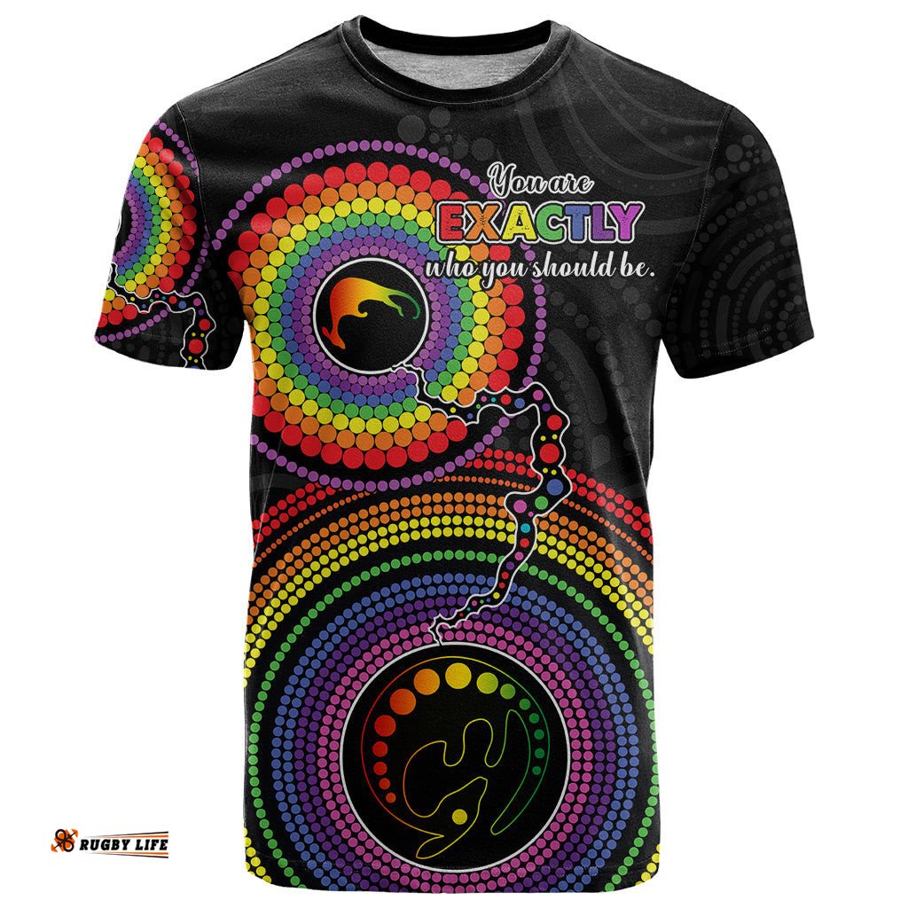 australia lgbt t shirt you are exactly who you should be aboriginal style