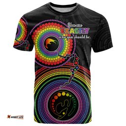 australia lgbt t shirt you are exactly who you should be aboriginal style