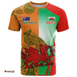 custom australia and wales rugby t shirt wallabies welsh mascots dynamic version