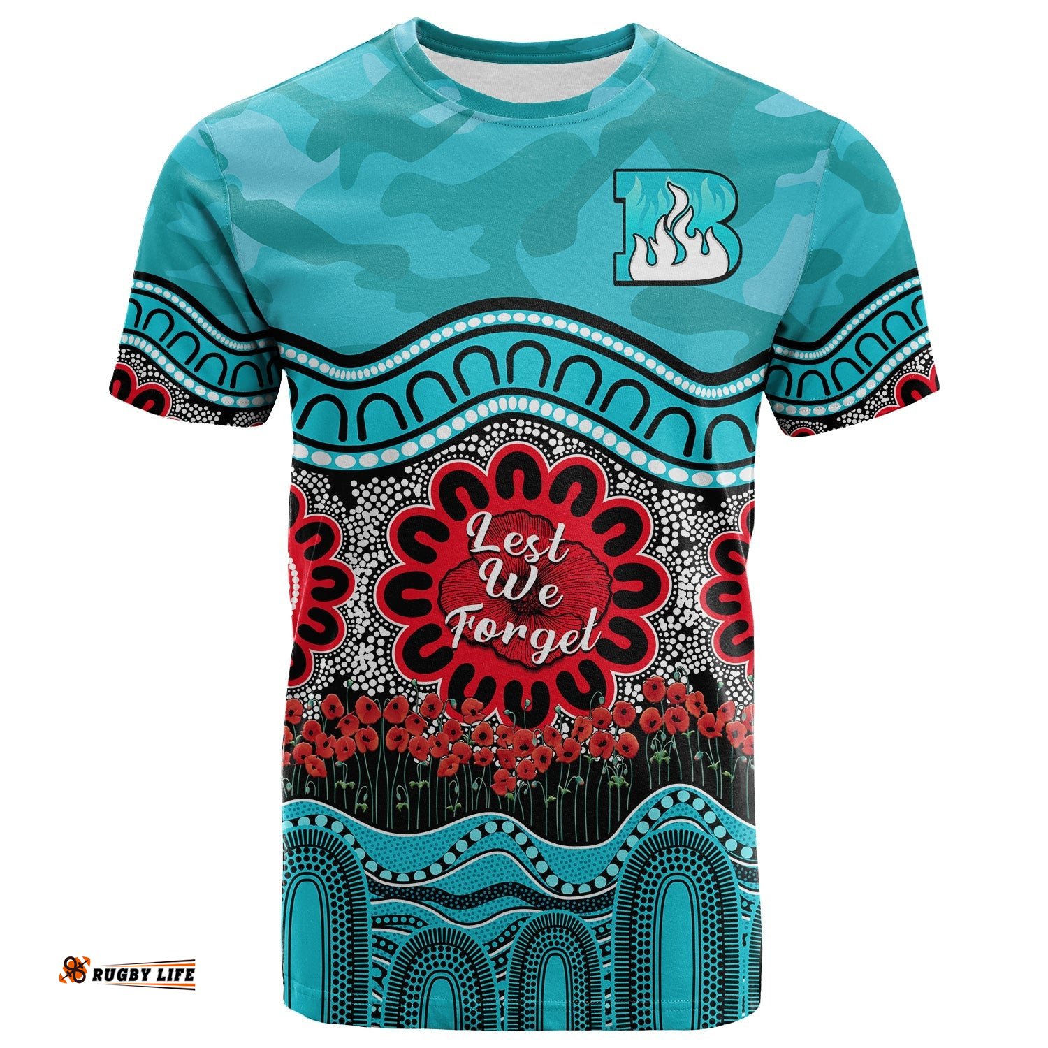 brisbane heat cricket anzac t shirt poppy aboriginal camouflage
