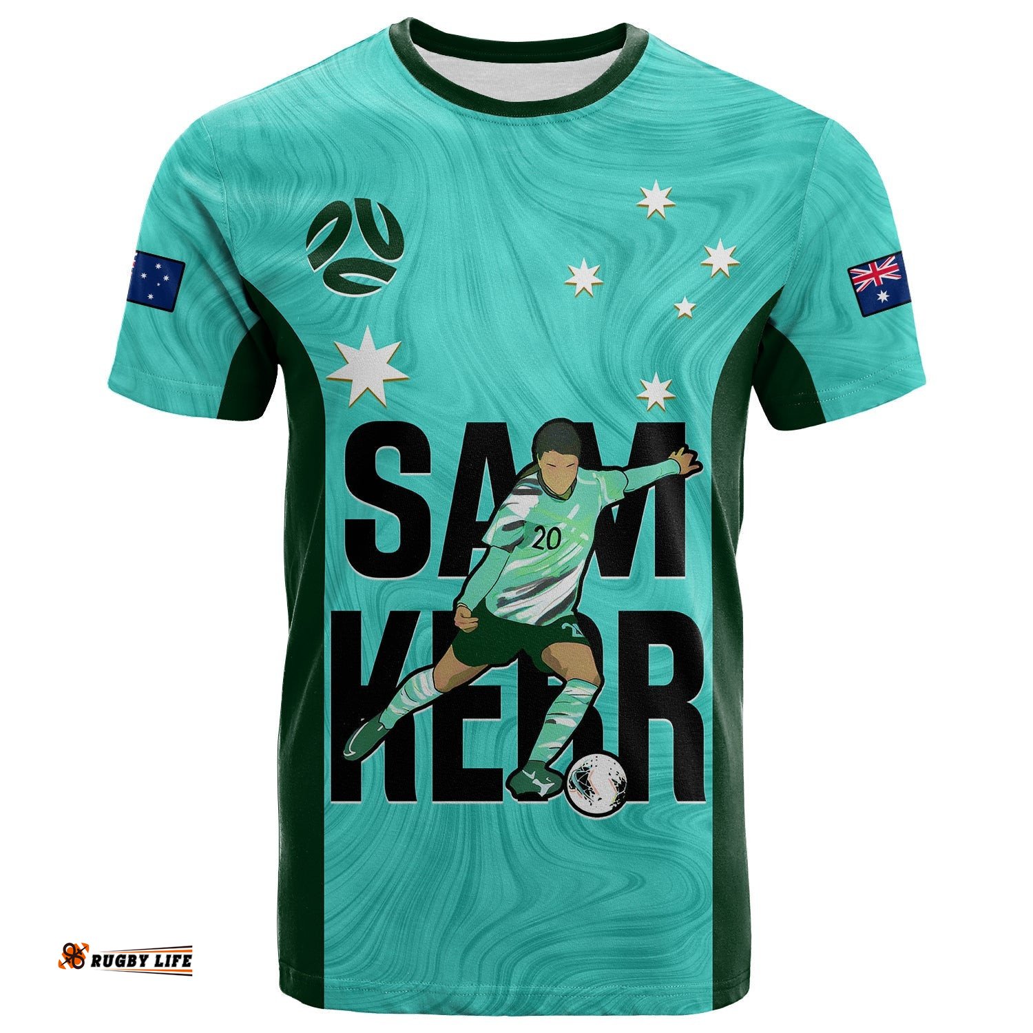 custom australia soccer t shirt sam kerr matildas world cup turquoise