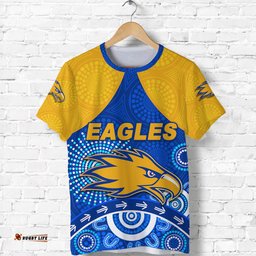 custom personalised west coast eagles t shirt indigenous version blue custom text and number