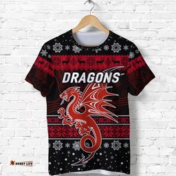 custom personalised st. george illawarra dragons t shirt christmas simple style black