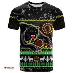 custom personalised panthers christmas t shirt aboriginal pattern penrith black version