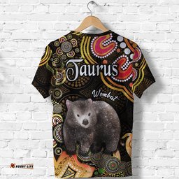 australian astrology t shirt taurus wombat zodiac aboriginal vibes gold