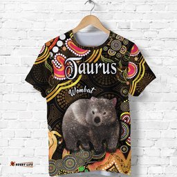 australian astrology t shirt taurus wombat zodiac aboriginal vibes gold