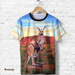 australia t shirt kangaroo t shirt uluru landscape art