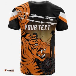 the tigers rugby personalised t shirt anzac day lest we forget