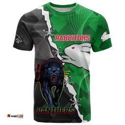 custom personalised rabbitohs mix panthers rugby t shirt sporty style