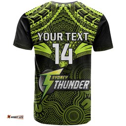 custom sydney thunder cricket t shirt 2023 unique indigenous art mix polynesian pattern
