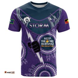 custom nrl storm naidoc week t shirt keep the fire burning indigenous art