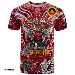 custom st kilda saints naidoc week 2024 t shirt mascot football dt02
