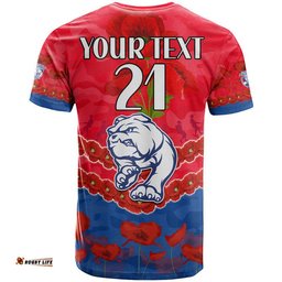 custom personalised western bulldogs football anzac t shirt lest we forget