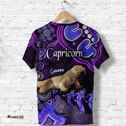 australian astrology t shirt capricorn goanna zodiac aboriginal vibes purple