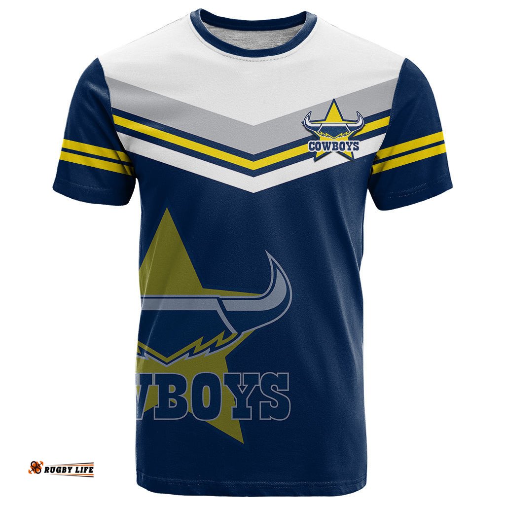custom text and number cowboys rugby 2023 t shirt sporty style navy blue