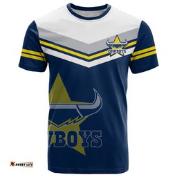 custom text and number cowboys rugby 2023 t shirt sporty style navy blue