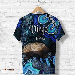 australian astrology t shirt virgo echidna zodiac aboriginal vibes blue