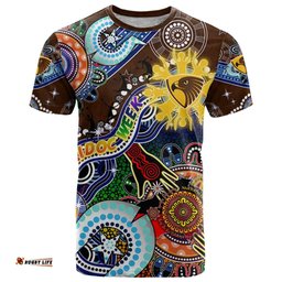 custom naidoc week 2024 hawthorn hawks t shirt australia aboriginal dot painting dt02