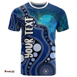 custom text aborignal t shirt australia indigenous flag circle dot painting art blue