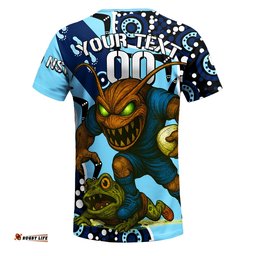 NSW Blues Rugby League Team T-Shirt Indigenous - Custom New South Wales Blues Football Cockroaches Mascot T-Shirt