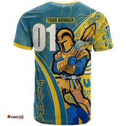 titans rugby t shirt custom gold coast titans pride mascot with aboriginal culture player and number t shirt