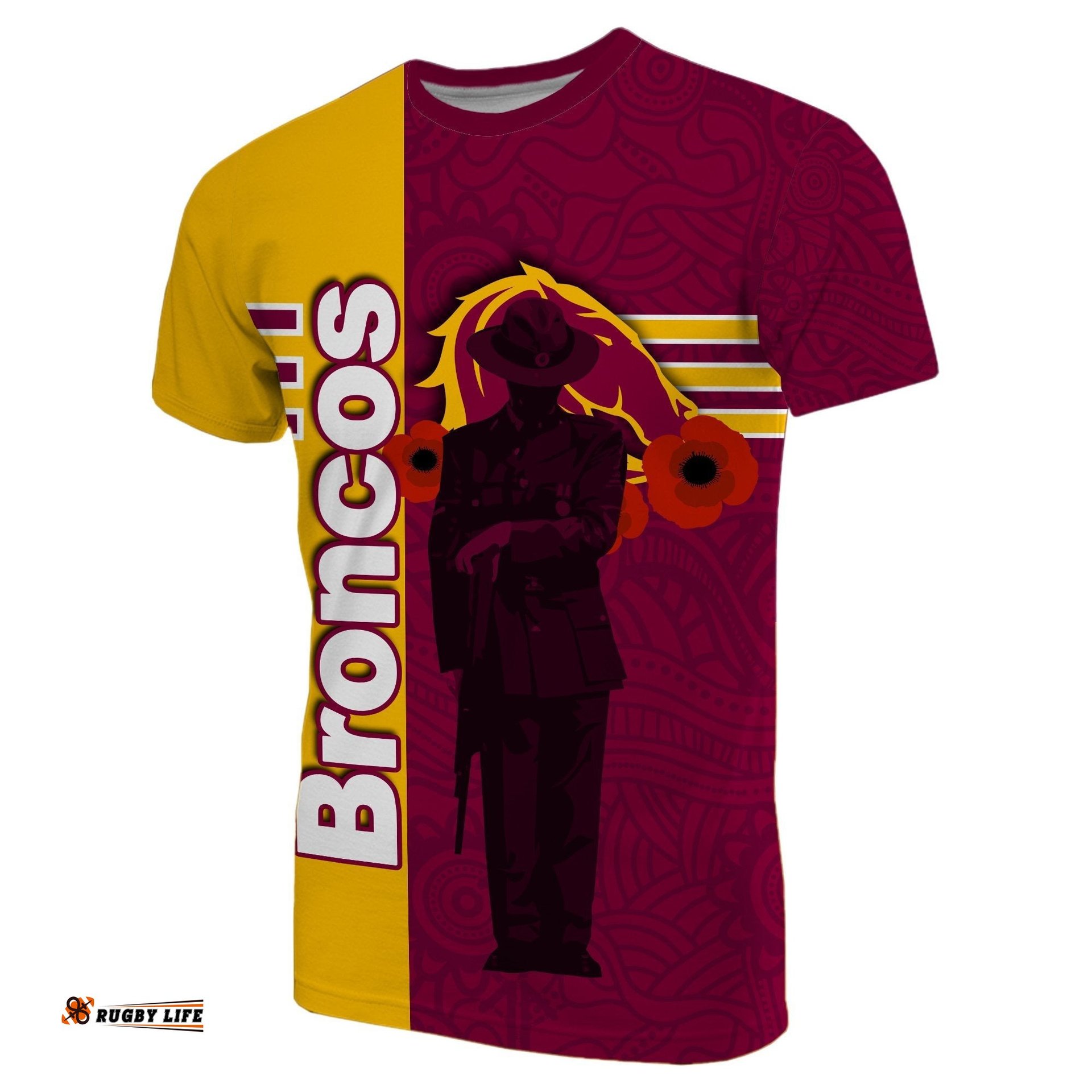 brisbane broncos t shirt anzac day lest we forget