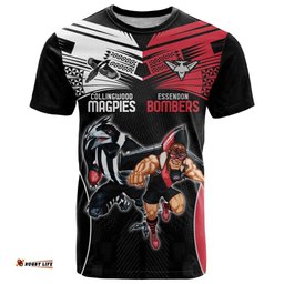 custom essendon and collingwood t shirt together sporty style