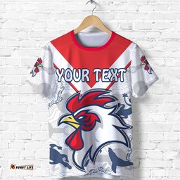 custom personalised roosters t shirt sydney indigenous version white