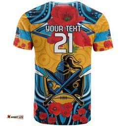 custom gld titans rugby anzac t shirt gallipoli soldier with aboriginal art