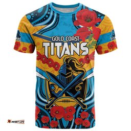custom gld titans rugby anzac t shirt gallipoli soldier with aboriginal art