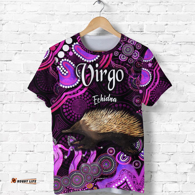 australian astrology t shirt virgo echidna zodiac aboriginal vibes pink