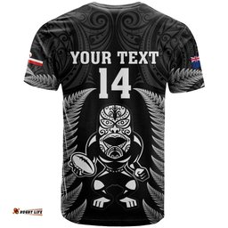 custom new zealand aotearoa rugby t shirt nz tiki with maori fern world cup black version