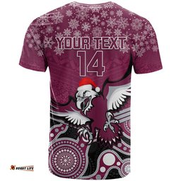 custom sea eagles rugby christmas t shirt merry xmas 2023 mix aboriginal art