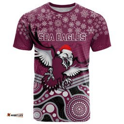 custom sea eagles rugby christmas t shirt merry xmas 2023 mix aboriginal art