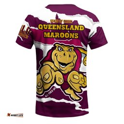 Queensland Maroons T-Shirt - Custom State Of Origin QLD Maroons Queenslander All Fired Up T-Shirt