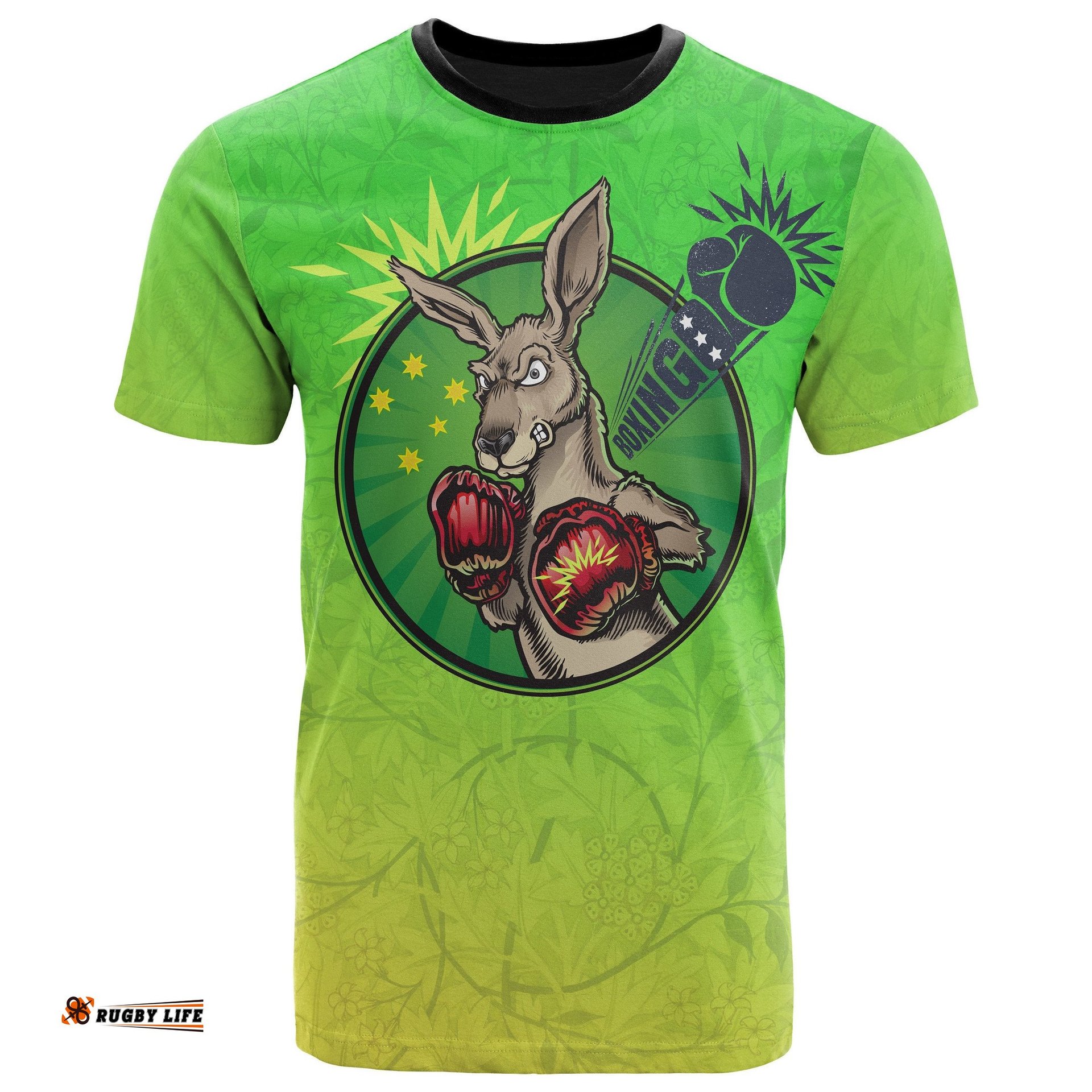 t shirt kangaroo boxing aussie spirit green