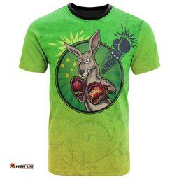 t shirt kangaroo boxing aussie spirit green