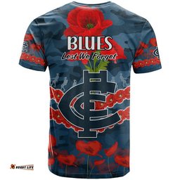 blues football anzac t shirt lest we forget