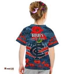 blues football anzac t shirt lest we forget