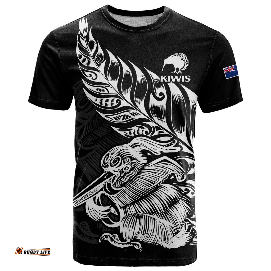 custom text and number new zealand kiwi rugby t shirt
