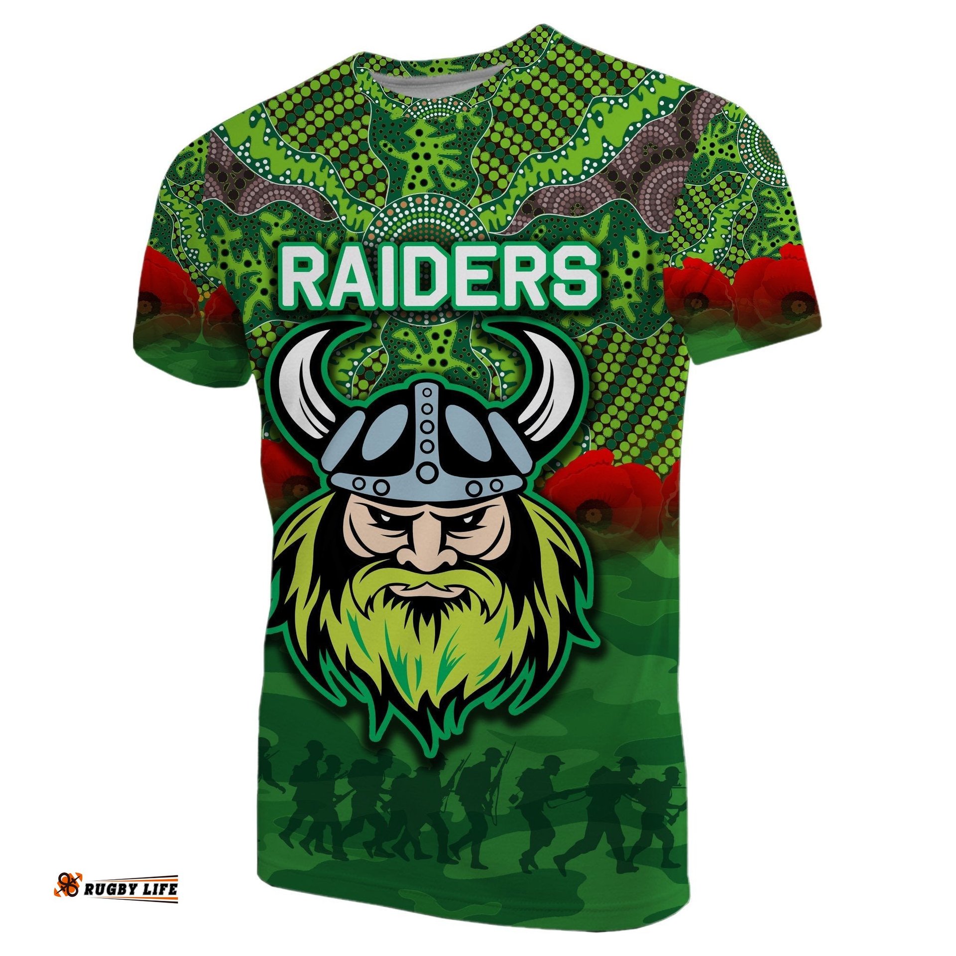 raiders t shirt anzac day indigenous