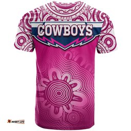 cowboys rugby t shirt aboriginal pattern pink version