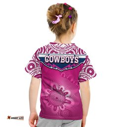 cowboys rugby t shirt aboriginal pattern pink version