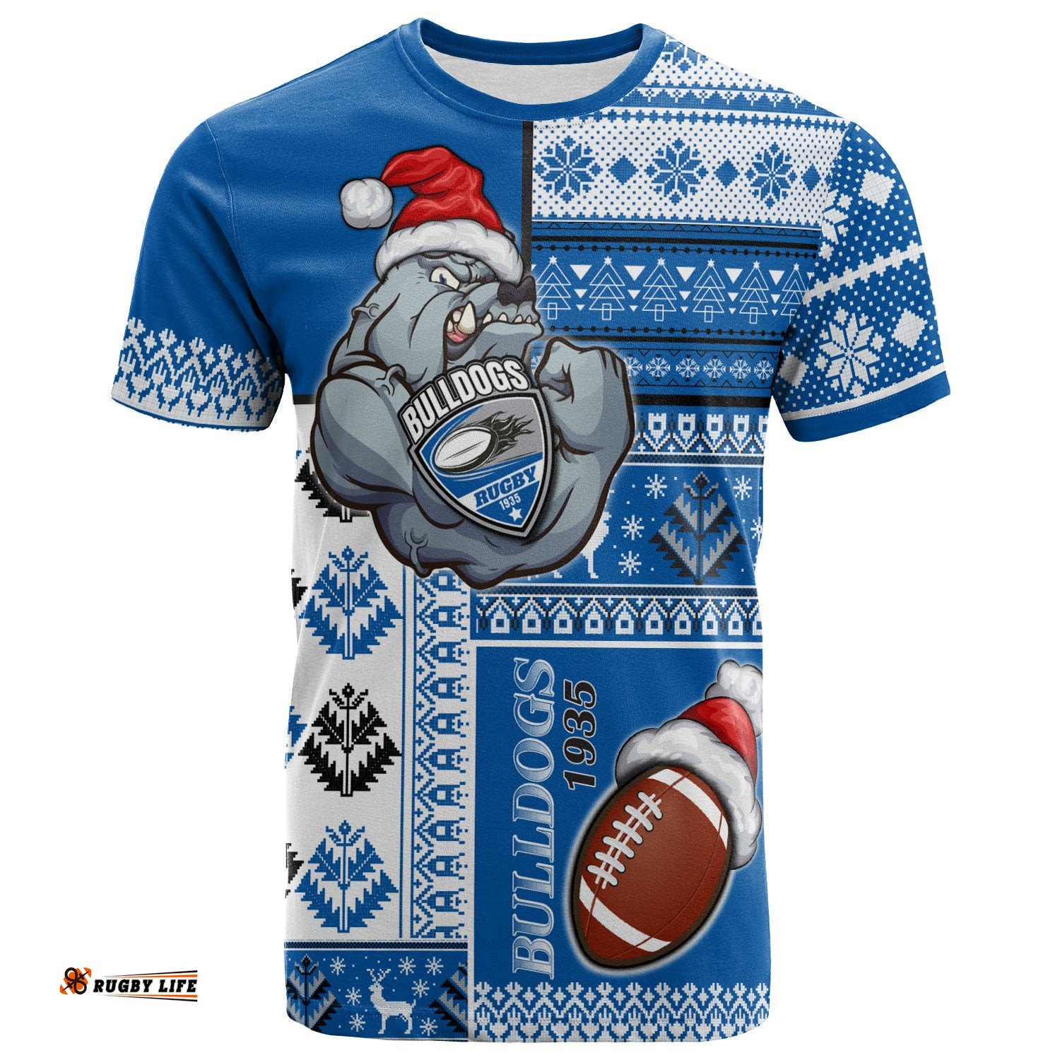 bulldogs rugby t shirt custom christmas snowflakes bulldogs mascot t shirt