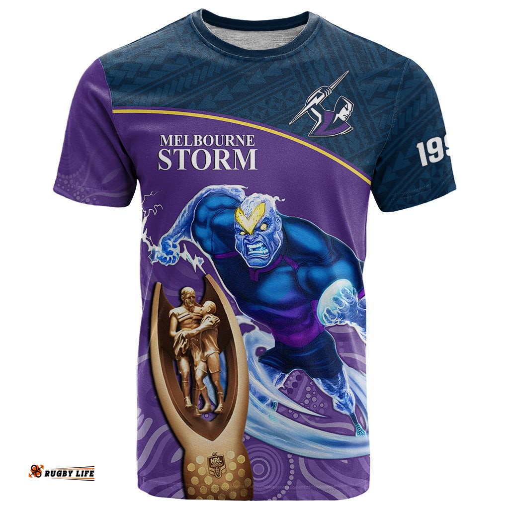 custom storm rugby t shirt go champions 2023 mascot with polynesian indigenous art