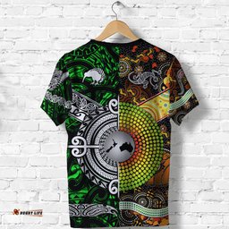 custom personalised new zealand maori aotearoa and australia aboriginal t shirt together green