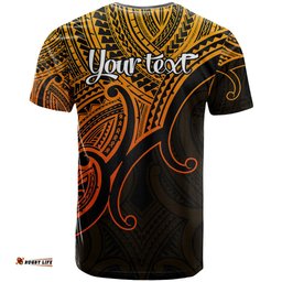 custom aotearoa maori koru t shirt polynesian pacific tribal gold