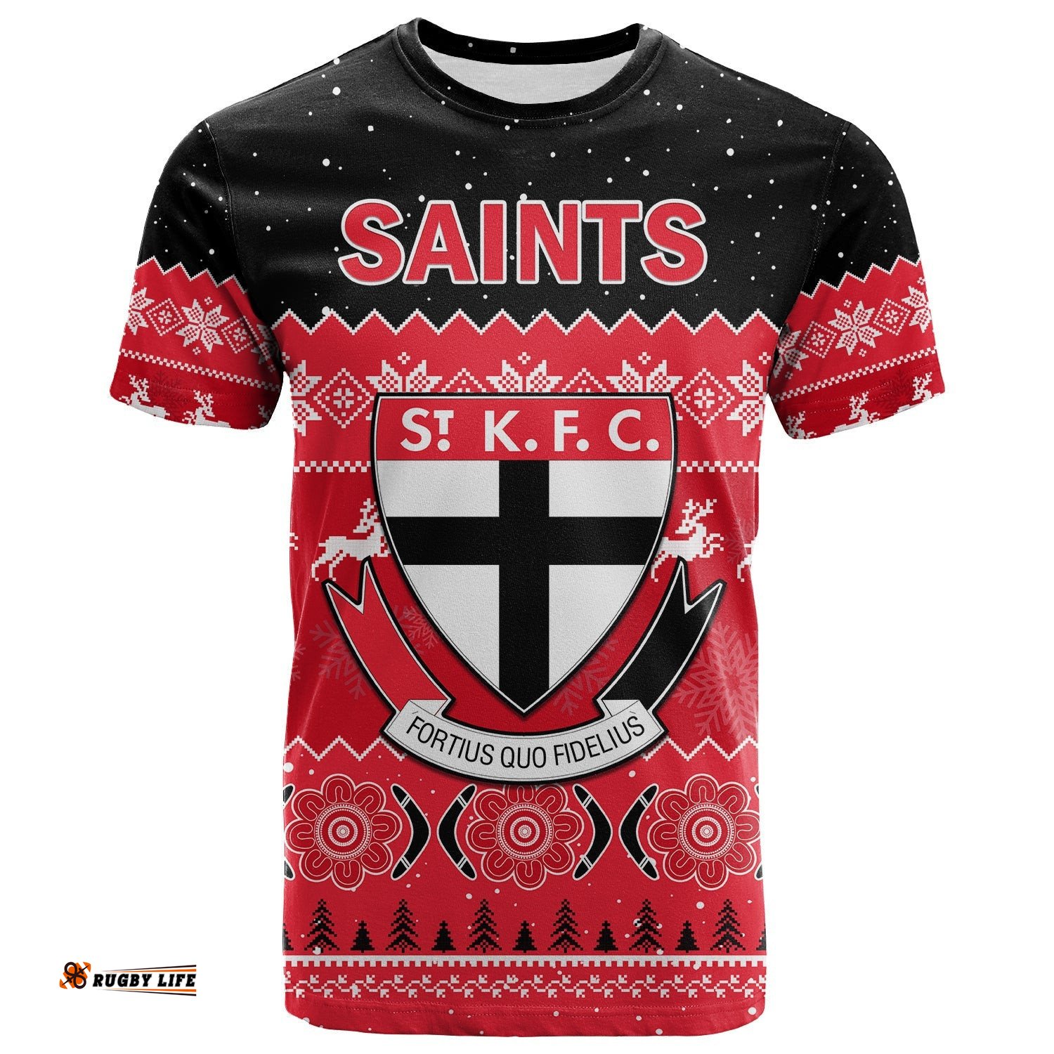 custom personalised st kilda football t shirt saints indigenous merry christmas
