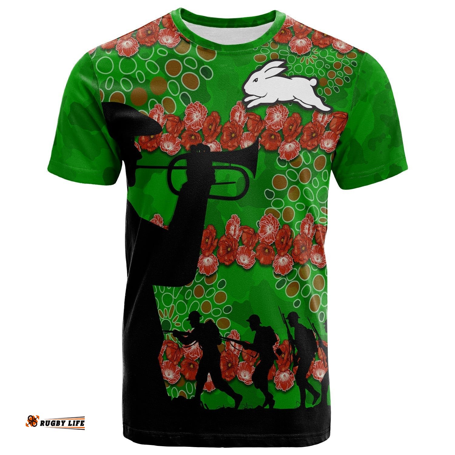 rabbitohs rugby t shirt anzac day camo style